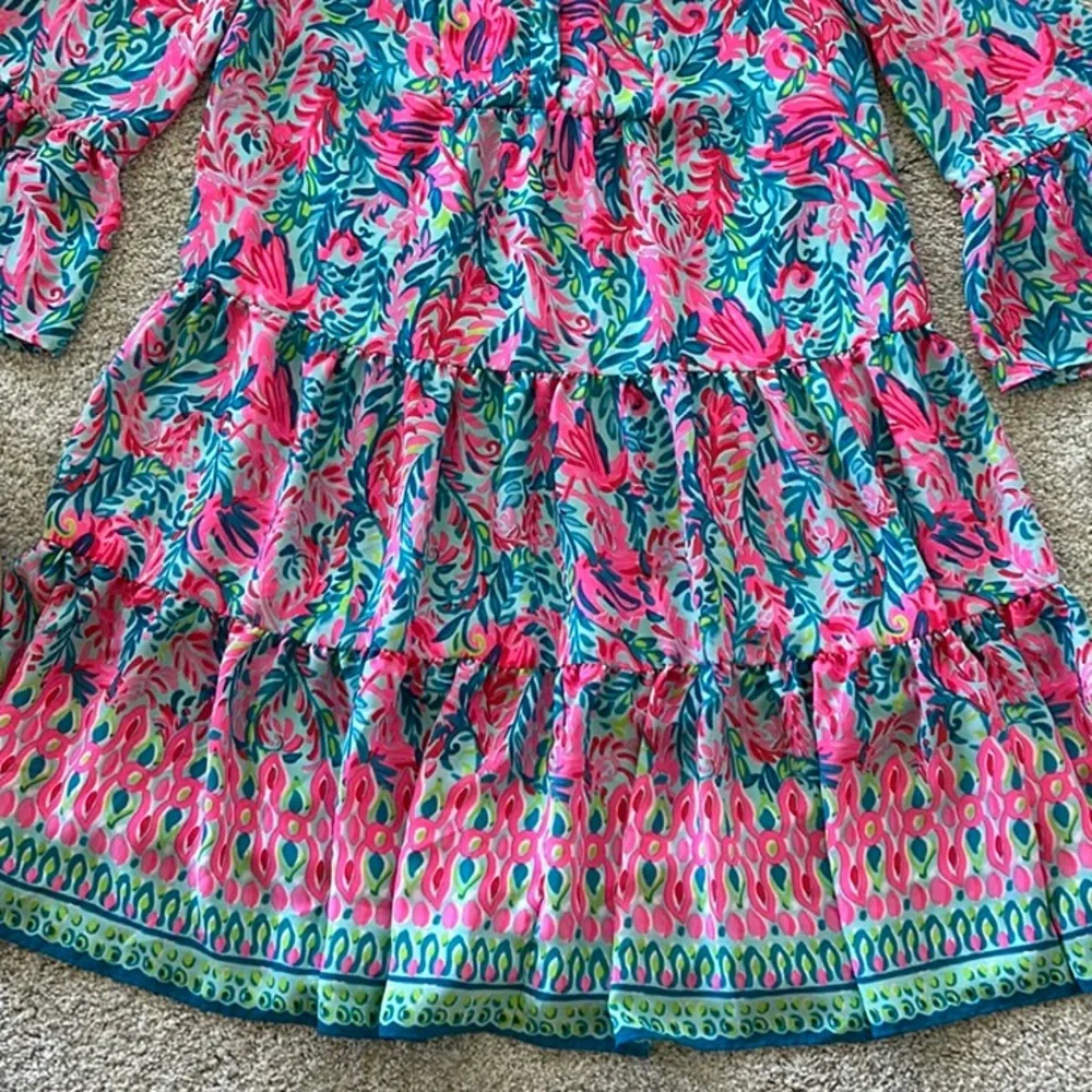 Lilly Pulitzer Gabriel Dress Surf Blue Flim Flam Engineered Print - Picture 6 of 11